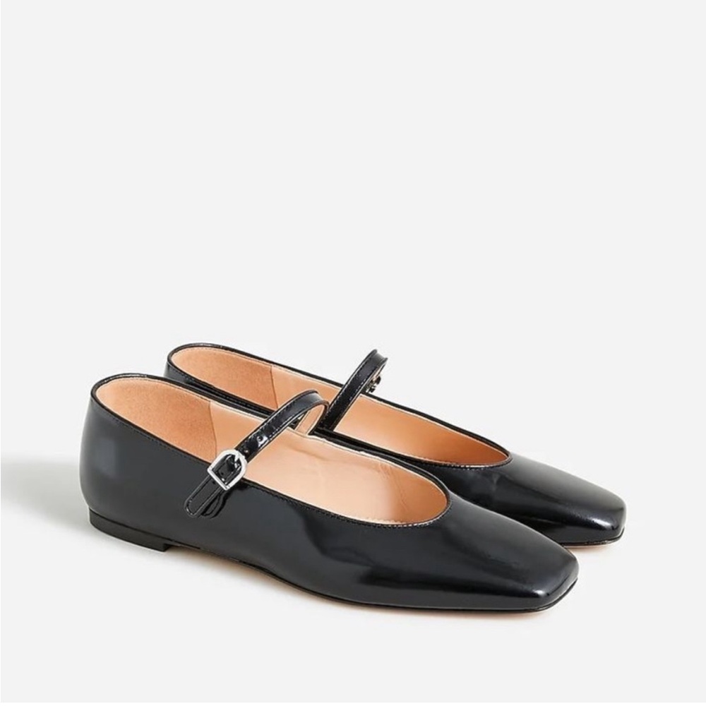J.crew Mary Jane Anya Ballet Flat in Black Spazzolato Leather 10.5